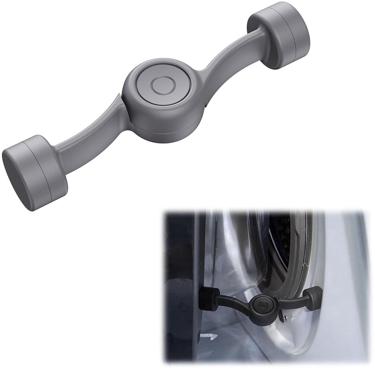 LISM-Magnetische deurbeugel Geschikt voor wasmachine – 360° verstelbaar, compacte ruimtebespaarder, Geschikt voor wasmachines/vaatwassers/magnetrons, stevige beugel Geschikt voorkomt vocht en geuren, compact 11,5 cm (grijs)