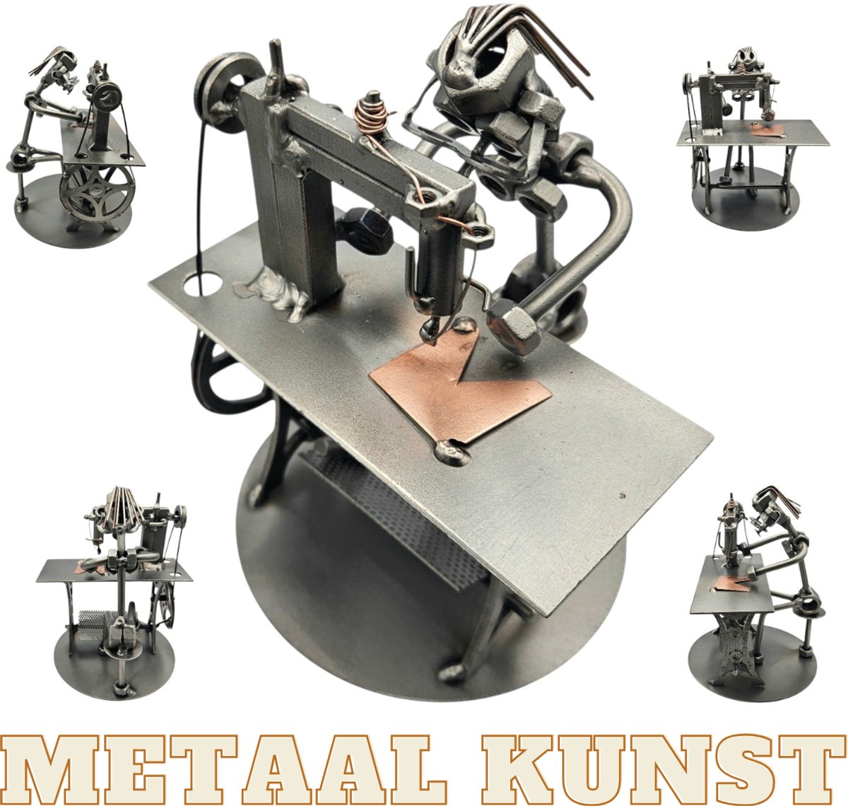 Naaister-metaal kunst-metaal beeld-naaimachine-het best cadeau-uniek-verjaardag-sinterklas gift-kerst-geschenk