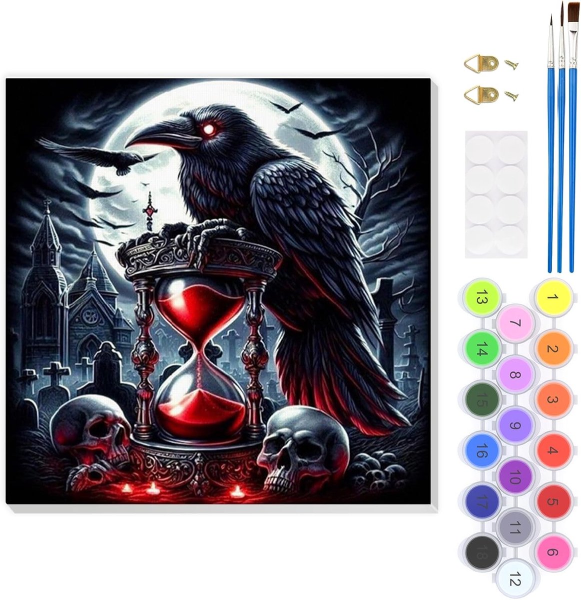 Moonlight Crow verf op nummer voor volwassenen - DIY schilderkit met frame, acryl kunstset voor unieke decoratie en creatieve ontspanning 20 x 30