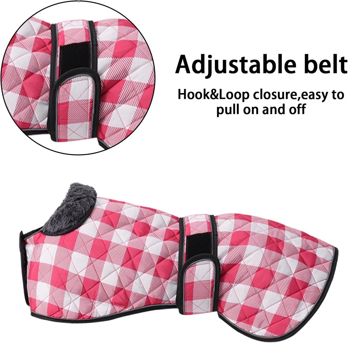 Warm Fleece Jacket voor Greyhound, Whippet en Lurcher - Waterdicht, Verstelbare Bandjes, Geschikt voor Middelgrote en Grote Honden - Roze - XS