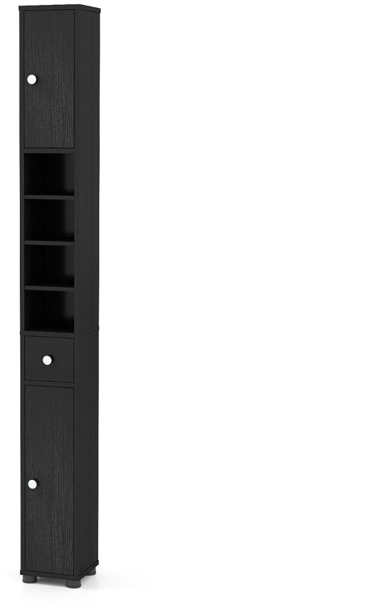 SureDeal® - Badkamerkast - Slanke - Twee Deuren één - Verstelbare Planken - 20x20x180 cm -