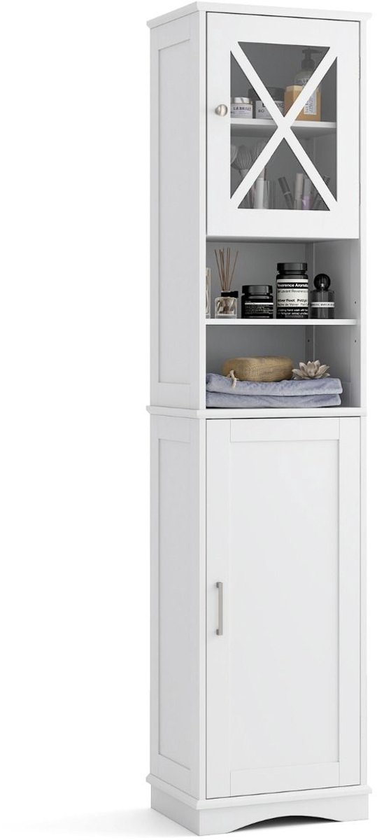 SureDeal® - Badkamerkast - Hoge Vrijstaande Kast - 40x30x170,5 cm - Wit