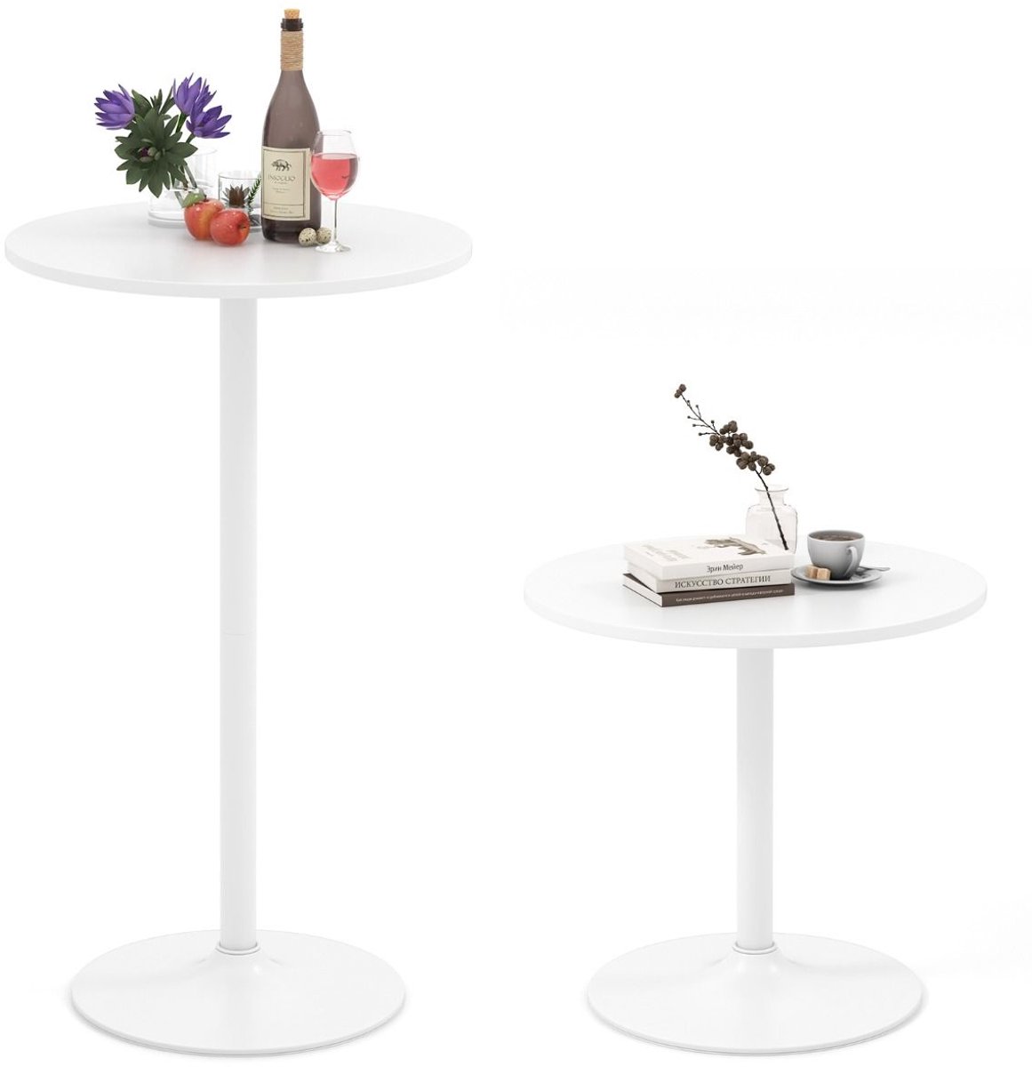 SureDeal® - Eettafel - Staande Tafel Bartafel - Hoogte Verstelbaar - Ronde Kleine - 60x60x