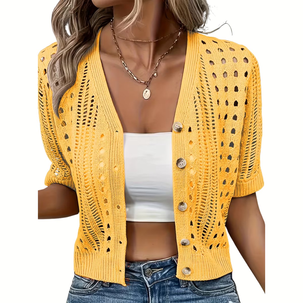 Currero Topje Dames - Top Kleding - Shirt - Blouse - Kort - Volwassen - Gouden