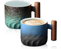 Set van 2 Porseleinen Koffiekopjes met Handvat, Ideaal voor Espresso, Cappuccino en Thee - 70 ml, Perfecte Mini Mok voor Latte en Thee