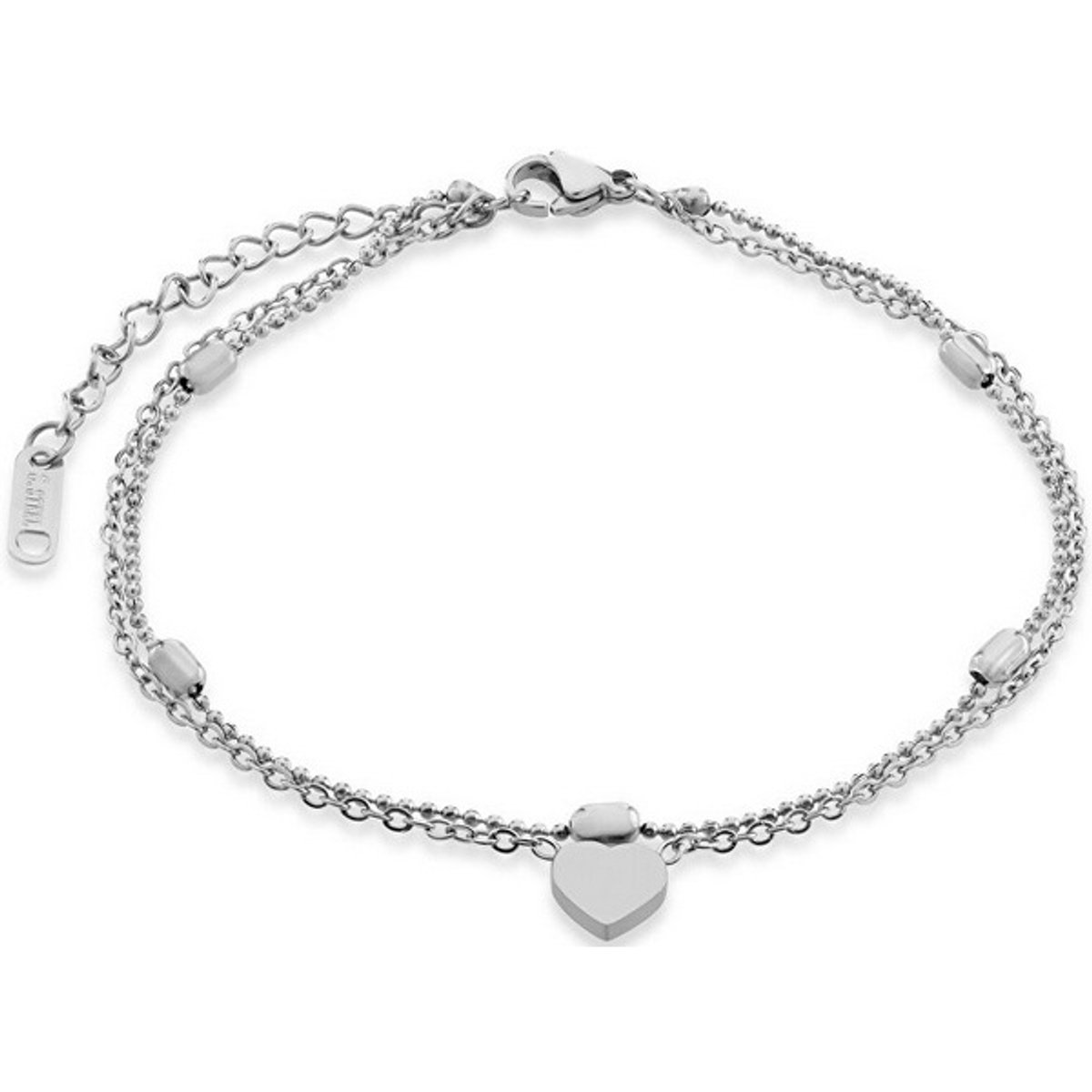 TROLI STAINLESS STEEL ENKELBANDJE MET HARTJES BEDEL 1 STUK