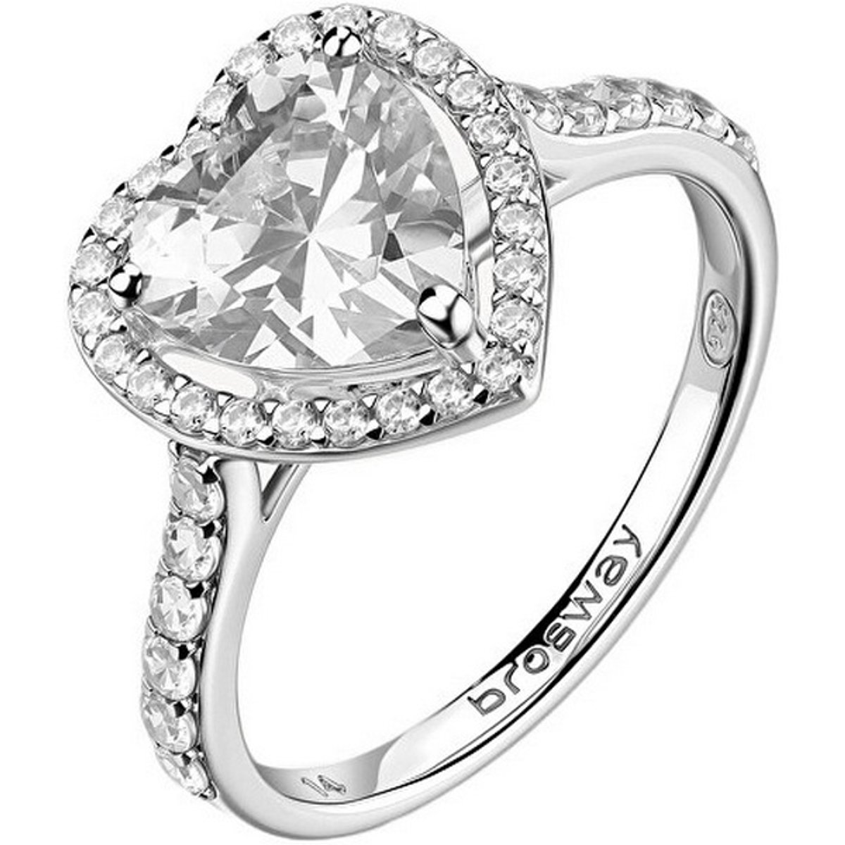 BROSWAY FANCY FIW166 - 60 MM - ZILVEREN HARTJES RING MET ZIRKONIA'S 1 STUK