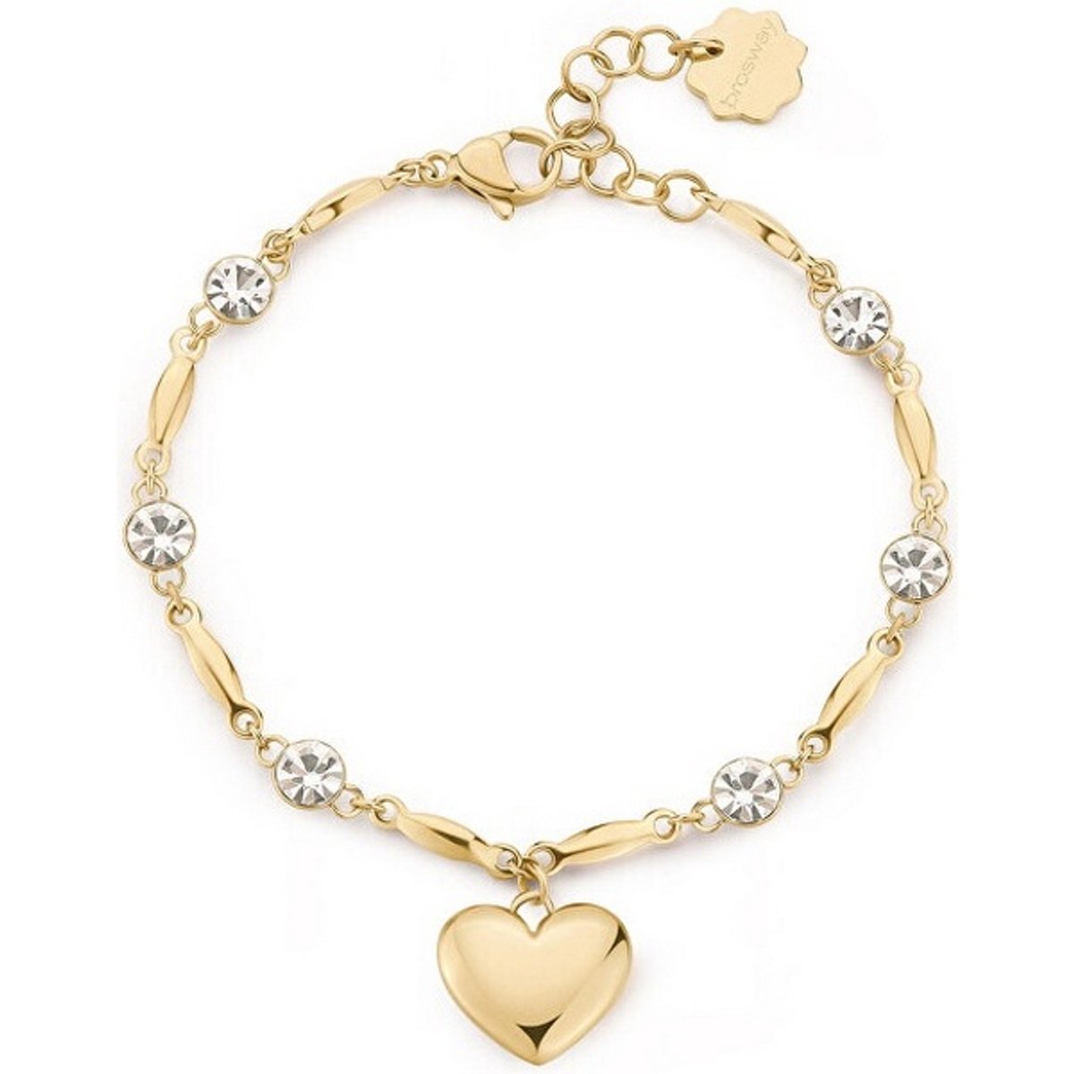 BROSWAY CHAKRA BHKB212 GOLD-PLATED HARTJES ARMBAND MET KRISTALLEN 1 STUK