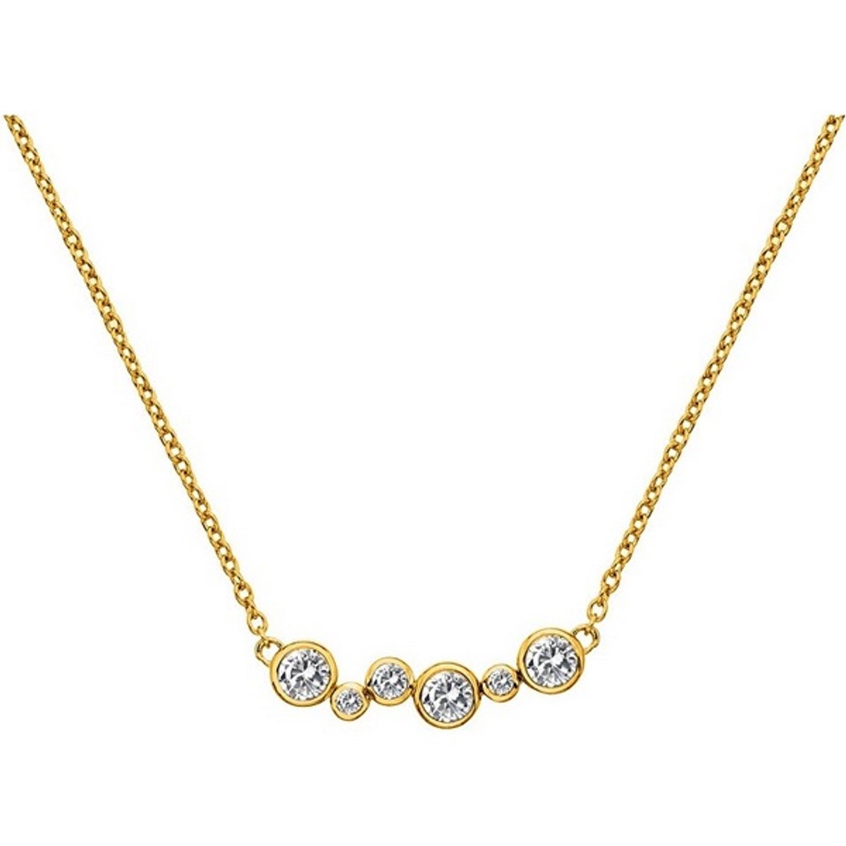 HOT DIAMONDS DN213 GOLD-PLATED KETTING MET DIAMANT EN WITTE TOPAAS 1 STUK