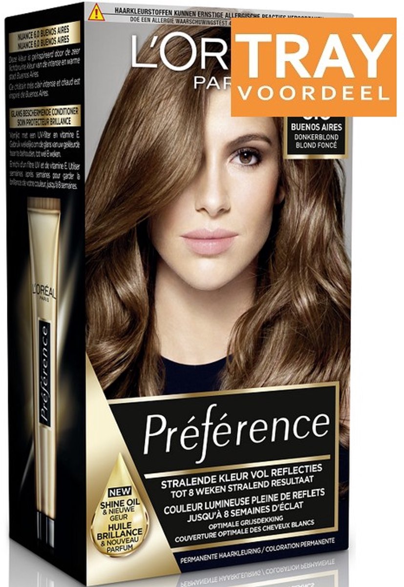 L'OREAL PREFERENCE 6.0 BUENOS AIRES DONKERBLOND HAARVERF 6 X 1 STUK