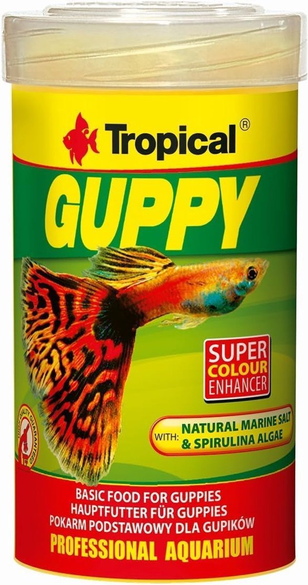 Thijox - Tropical Guppy Vlokkenvoer voor Guppies en Levendbarende Vissen, 100 ml - Hoogwaardige Ingrediënten, Volledig Voer voor Gezonde Vissen, Rijk
