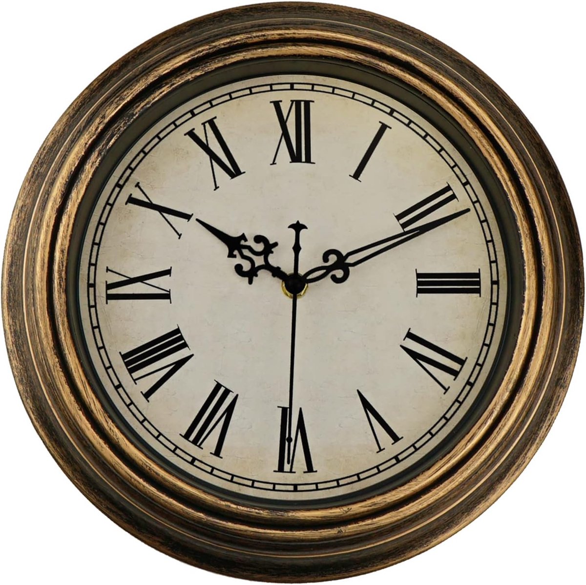 SnelShoppen - Retro wandklok 30 cm - Vintage stille niet-tikkende klok met Romeinse cijfers - Decoratieve kwartsklok voor slaapkamer, keuken, kantoor