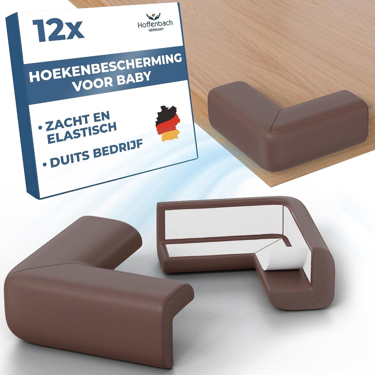 Thijox - 12x Hoekenbescherming voor Baby – Zelfklevende Rubber Hoekrandbeschermers met Dubbelzijdige Tape – Tafelrandbescherming voor Hoeken, Meubels
