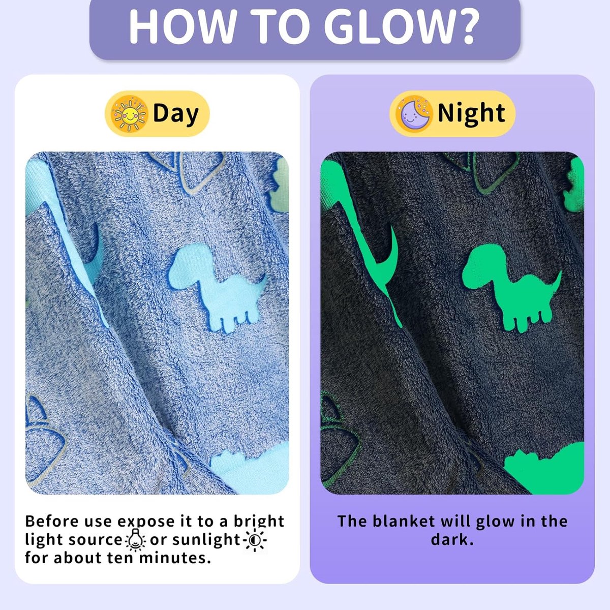 SnelShoppen - Glow in the Dark Dinosaur Dekentje - Flanel Fleece - 130x150cm - Kinderen - Schattige Dinosaurusprint - Groene Glim Effect - Comfortabel