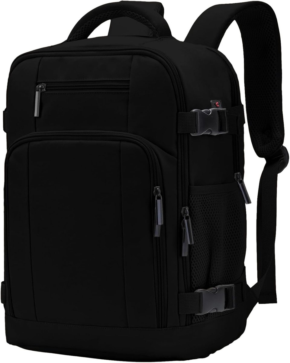 SnelShoppen - Backpack Hand Luggage 40x30x20 cm - Ideaal voor Ryanair, Wizz Air, Vueling - 14 Inch Laptop Compartment & Anti-Theft Bag - Zwart