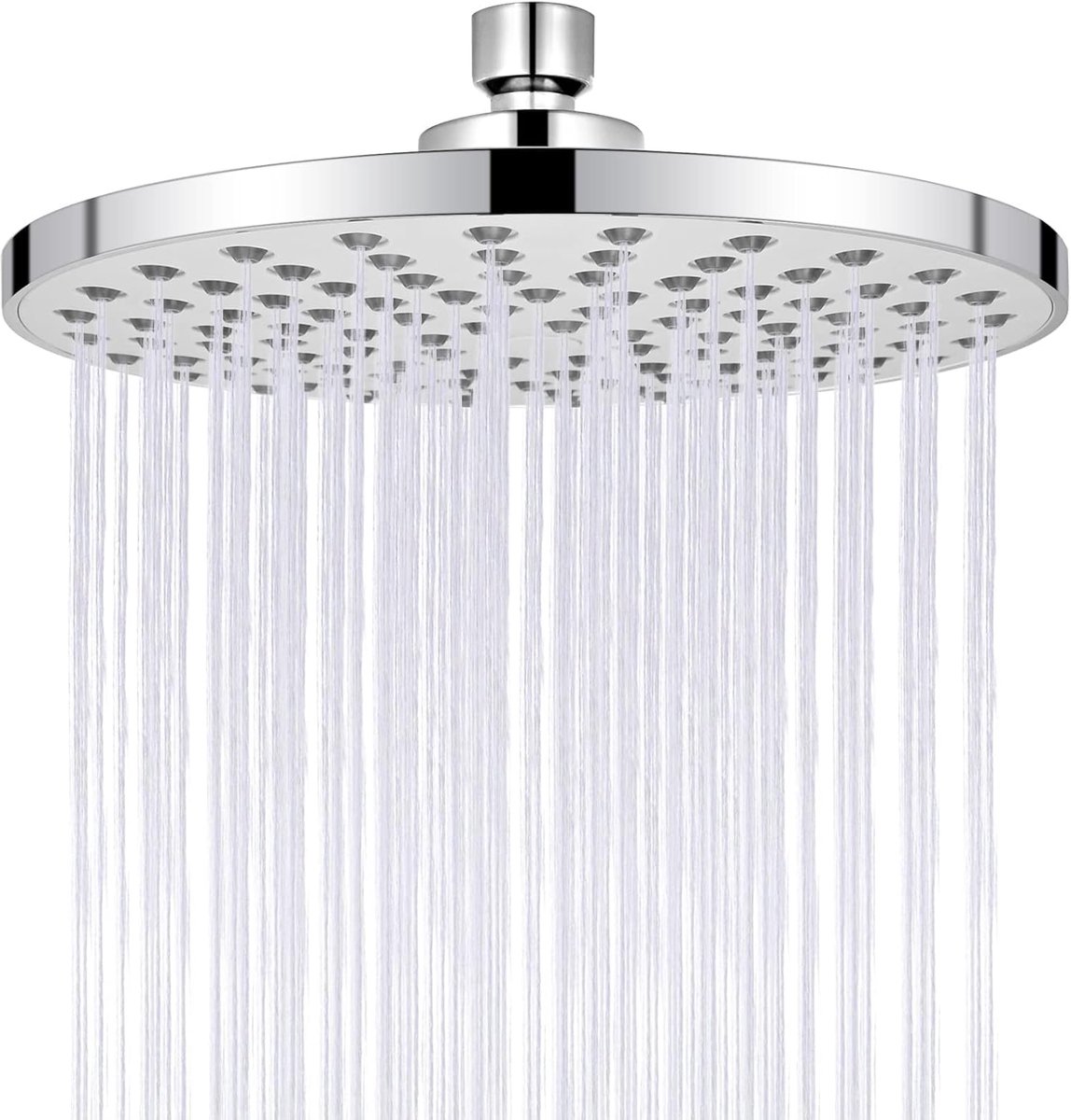 SnelShoppen - Douchekop 8 Inch Ronde Regendouchekop Waterbesparend 360 Graden Verstelbaar Met 123 Anti-Kalksproeiers Lekvrij Anti-Roest Watervaldouche