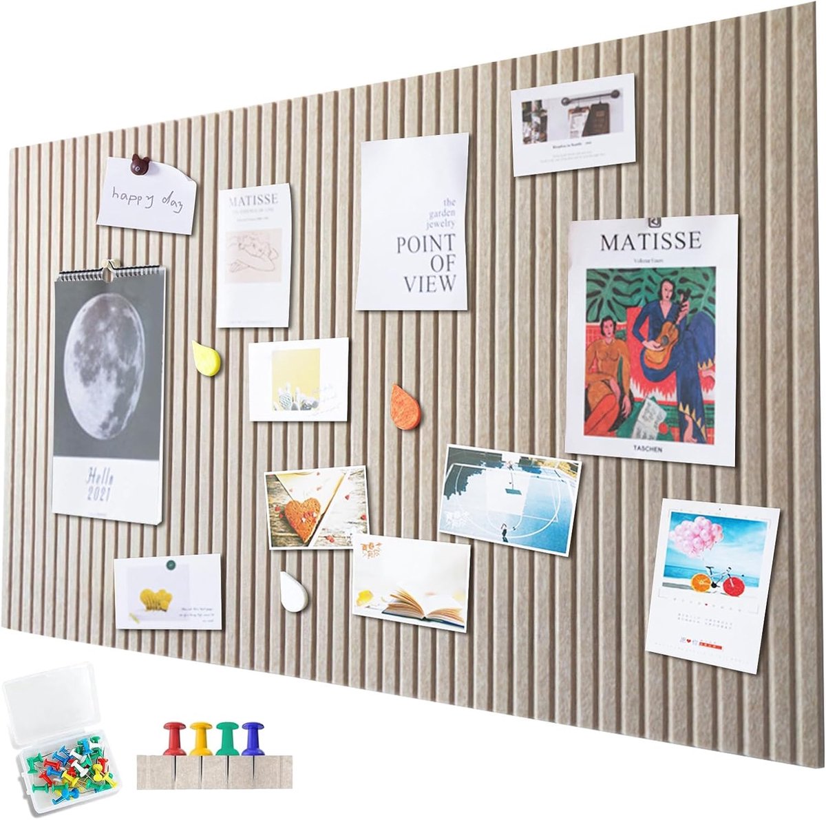 Thijox - Groot vilten prikbord 120x90 cm, zelfklevend en opvouwbaar, decoratief memobord van vilt, donker camel, wanddecoratie voor kantoor, keuken en