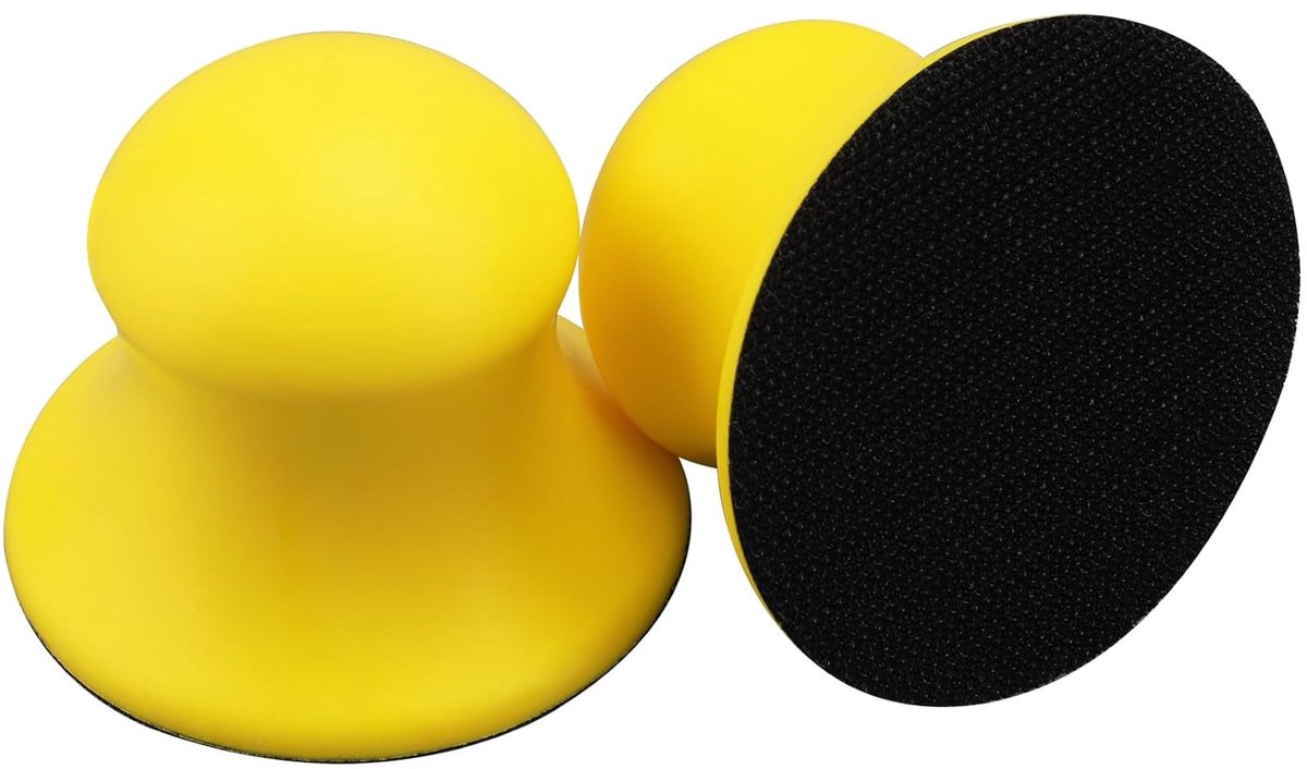 Thijox - Schuurblokken 3 Inch Klittenband - 2 Stuks Ronde Hand Schuurblokken voor Houten Meubelrestauratie, Thuis Kunst en Ambachten, Perfect voor Sch