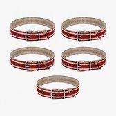 Nekriemen voor lam, schaap, geit en klein kalf - 5 stuks - 55 cm - Rood/Wit - Nylon halsbanden voor kleinvee
