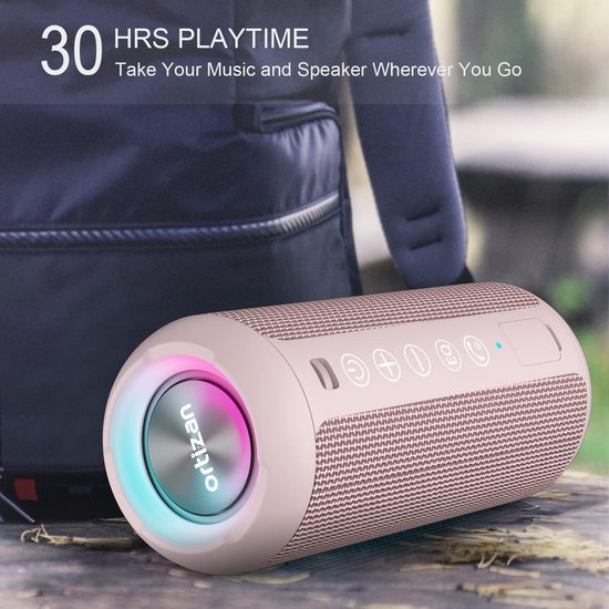 Bluetooth Luidspreker met LED Verlichting - Draagbare Mini Speaker met 360° Surround Sound, IPX7 Waterdicht, Handsfree Bellen, AUX & TF Kaart Ondersteuning — afbeelding 2