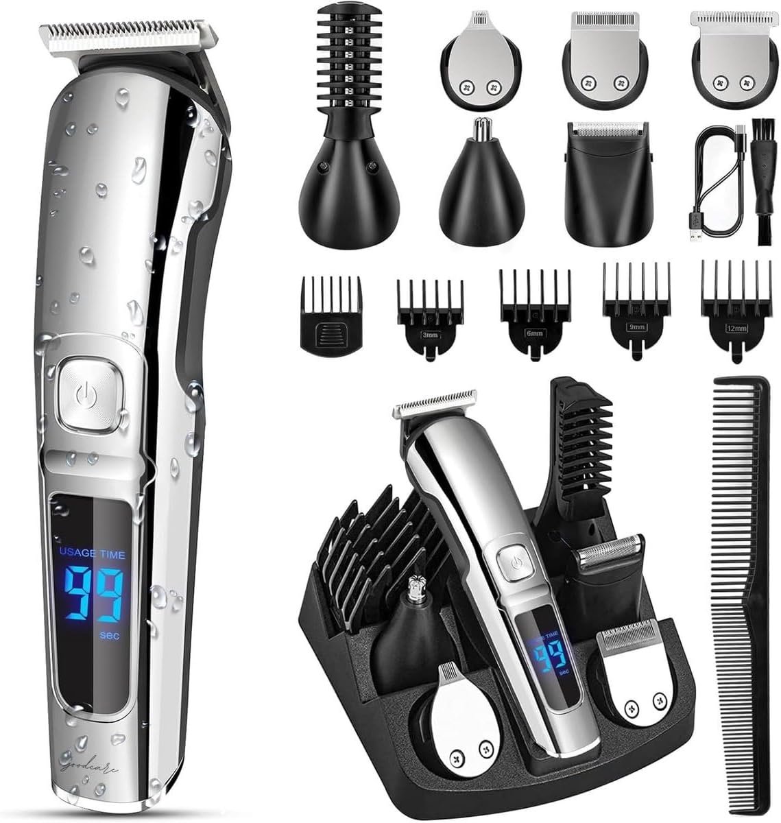 Thijox - 6-in-1 Baardtrimmer en Lichaamsverzorgingsset voor Heren - Multifunctionele Baard- en Lichaamstrimmer, Neushaartrimmer, Scheerapparaat - Krac