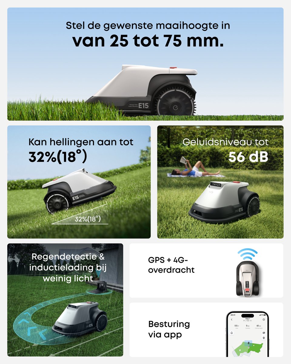 Eufy E15 Robotmaaier 800m² | Geen Grensdraad, Wel GPS+4G thumbnail 7
