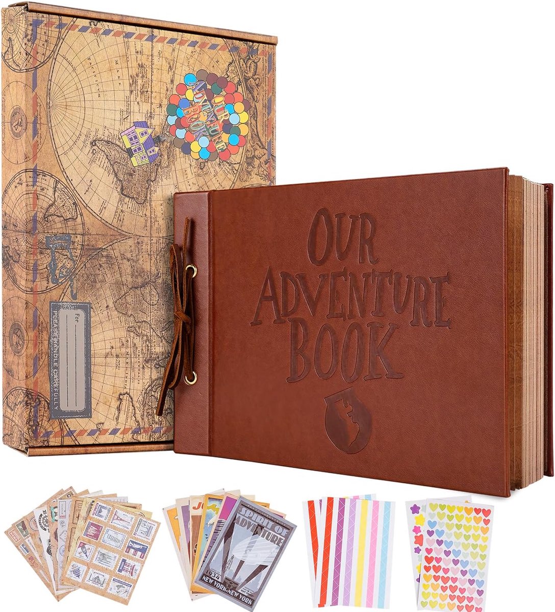 Thijox - Ons Adventure Book Scrapbook Fotoalbum 30 x 18 cm, 80 pagina's, Harde Kaft voor Film, Avontuur, Reizen, Bruiloft, Jubileum, Kerstmis, Cadeaus