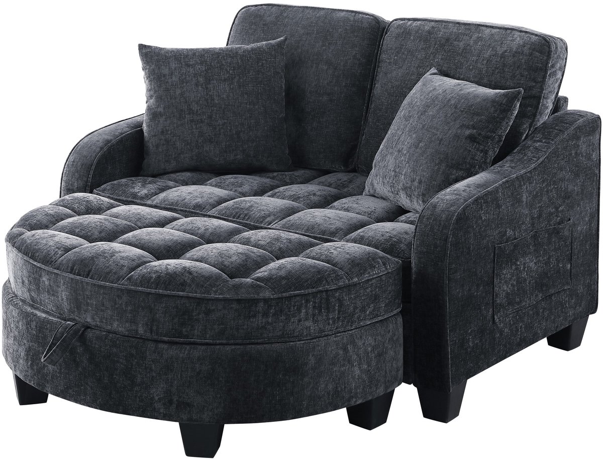YYchan modulaire bank met hocker - zwart - 132 x 129 x 93 cm