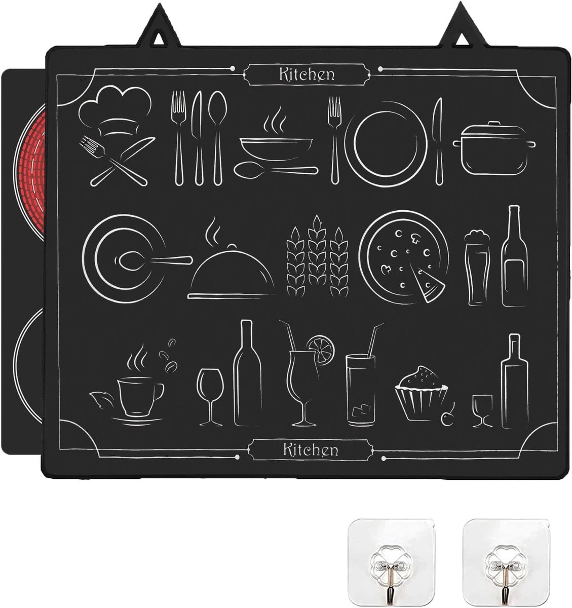 SnelShoppen - Grote Inductiekookplaat Beschermmat 62 x 53 cm Rubber Hittebestendig Antislip Vuurvast Keuken Silicone Mat voor Inductiekookplaat