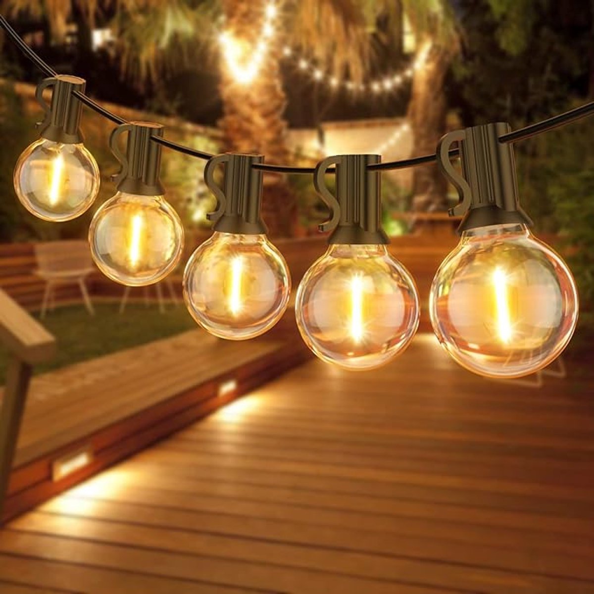FANSANMY LED Lichtsnoer Buiten 18 Meter - 30+1 G40 Onbreekbare Kunststof Gloeilampen - IP45 Waterdichte Sfeerverlichting Voor Terras, Tuin, Balkon, Feest En Buitenruimte