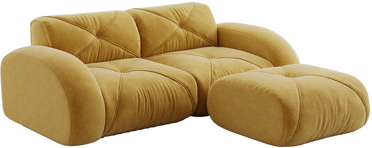 YYchan modulaire bank met hocker - geel - 204 x 171 x 76 cm