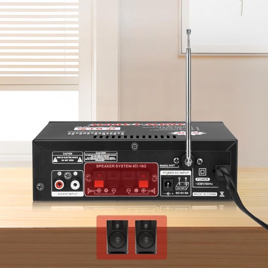 HiFi stereo audioversterker - 600W Bluetooth mini-versterker - Met basversterking, USB, MP3, FM-radio - Geschikt voor auto's en thuisgebruik - Kaart-/USB-ingang - 12V/220V Bluetooth thuisversterker - Stereo versterker — afbeelding 4
