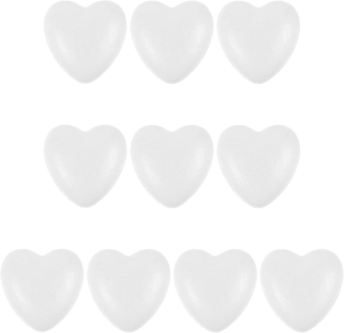 Set van 10 Styrofoam Hartjes voor DIY Creaties, Huwelijksdecoratie, Schilderen en Beeldhouwen, Wit en Ongekleurd