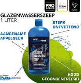 KT Cleaning Ruitenreiniger 1 L - Professionele Glazenwasserszeep en Glasreiniger voor Ramen Wassen - Streepvrij Effect