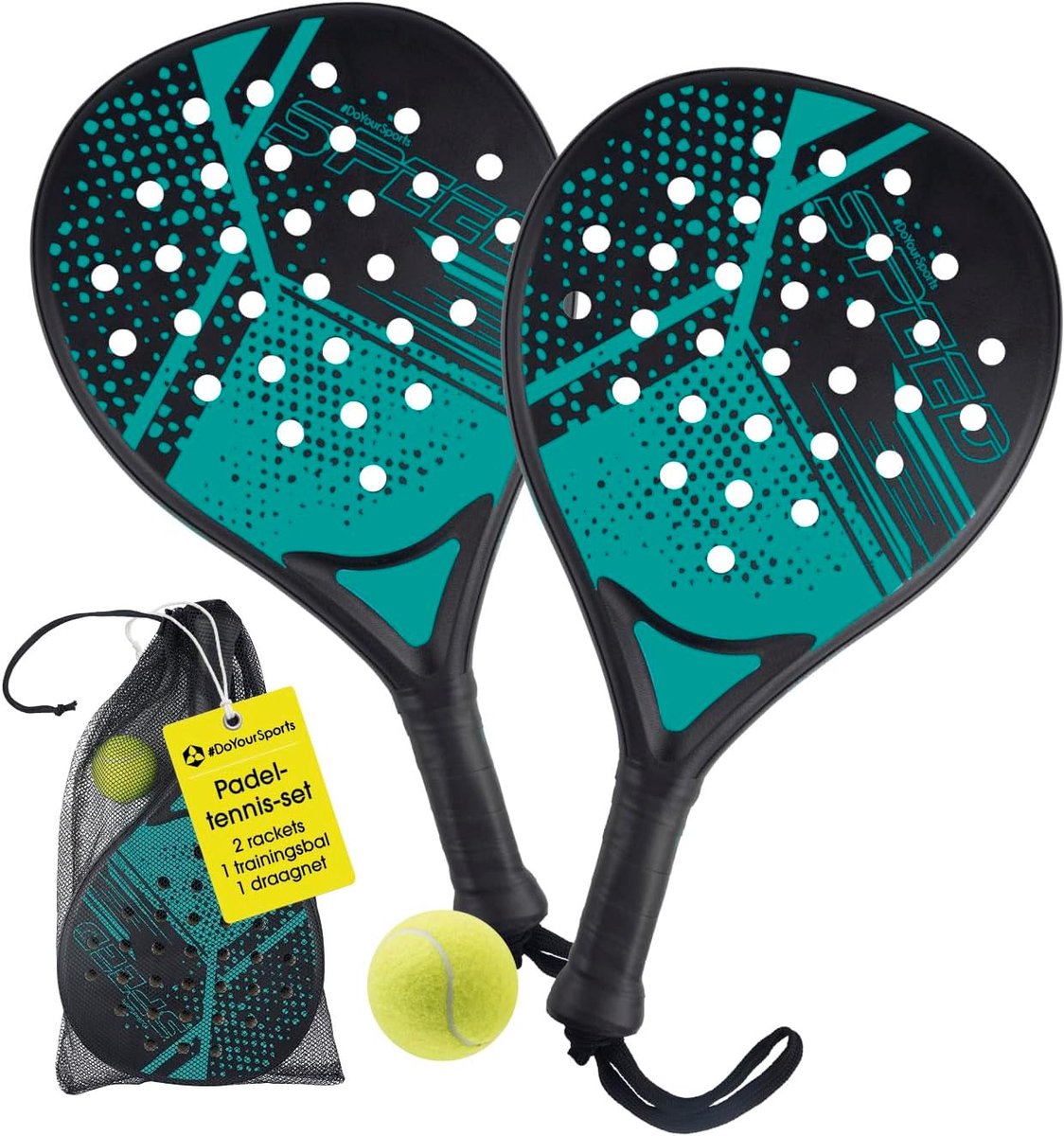 2x Padelracket – Lichtgewicht Padel Rackets voor Padeltraining en Recreatief Spel – Antislip Handgreep