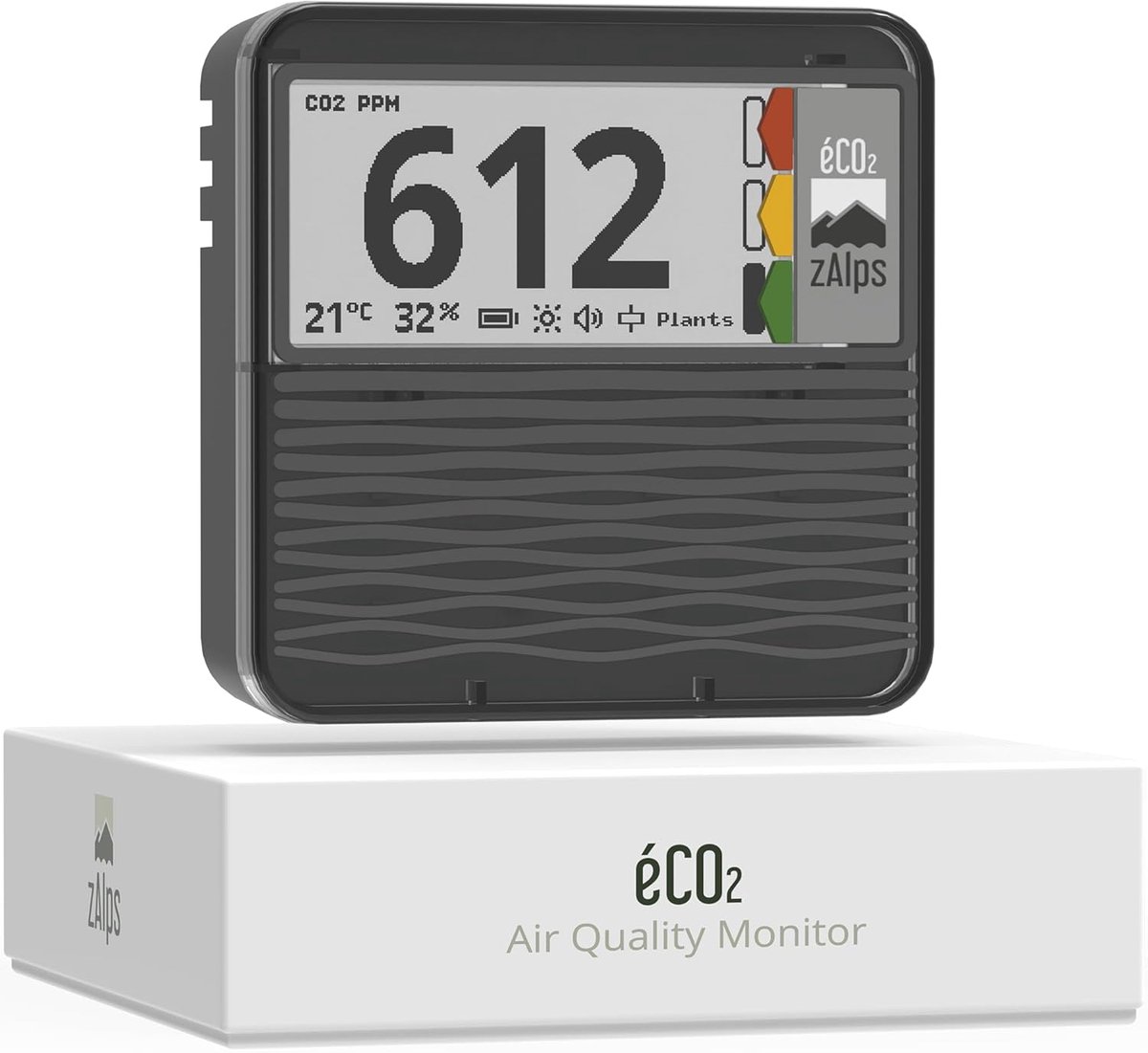 Thijox - ECO2 Binnenluchtkwaliteit Monitor - Nauwkeurige CO2-detector met Temperatuur en Luchtvochtigheid - Draagbare en Duurzame Sensor voor Thuis, K