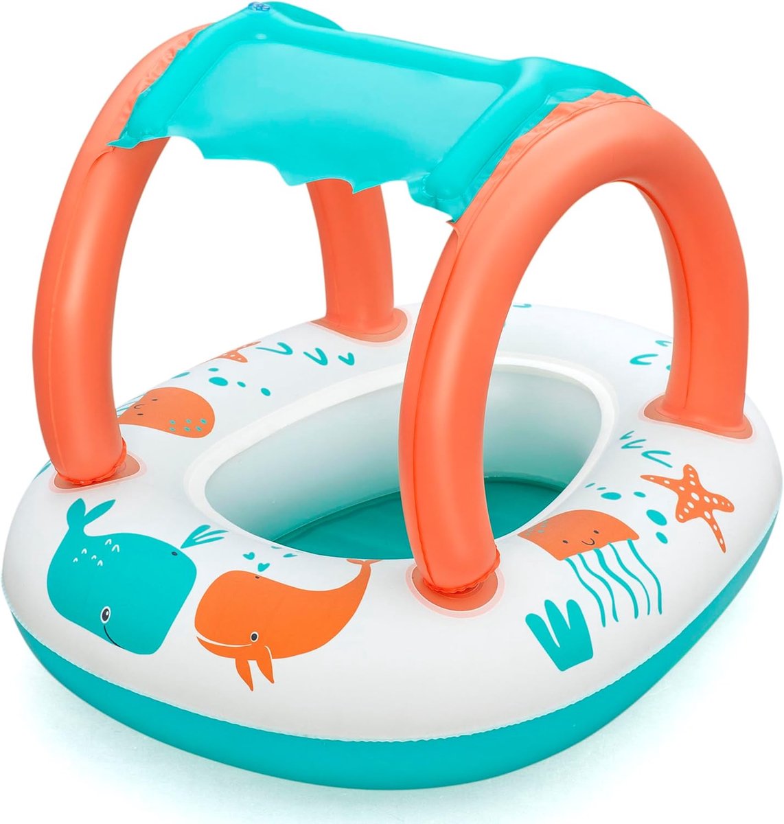 Baby-zwembroek met parasol, comfortpluche – 78 cm x 61,5 cm x 56,5 cm – veelkleurig.L
