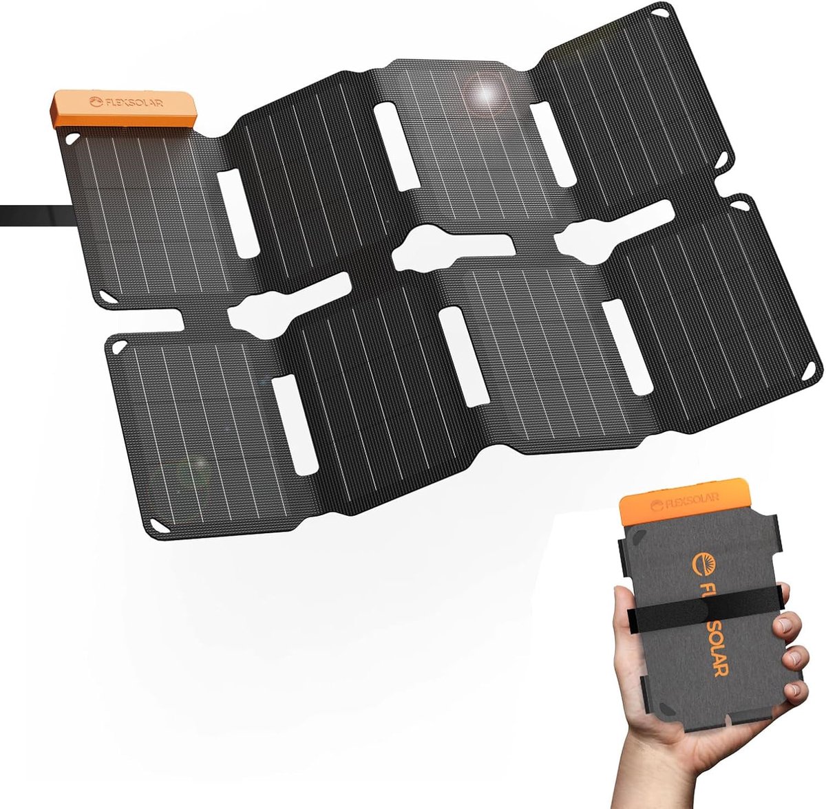 Thijox - 25W Mini Vouwbaar Solarpanel in Pocketformaat, Waterdicht E-Film, Draagbaar Solarlader met USB-A & USB-C voor Power Stations, Smartphones, Ta