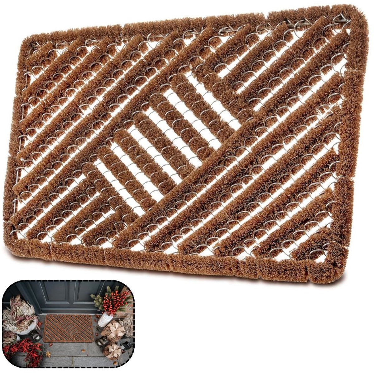 CLVP® Borstelmat Voor Buiten – Voetenveger Van Kokusrubber – Deurmat Binnen Antislip