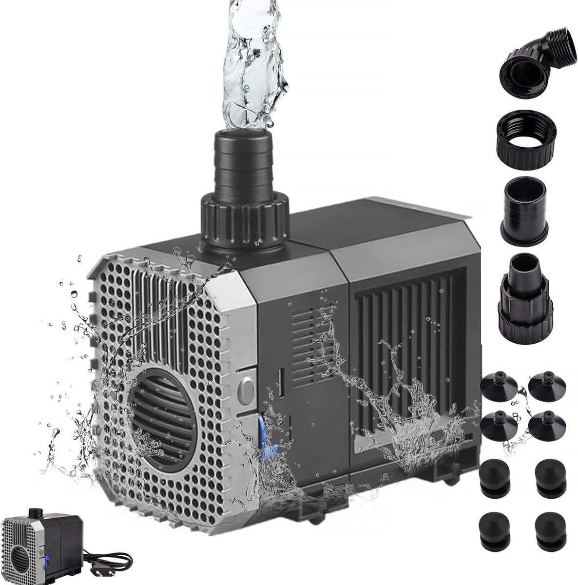 Thijox - Dompelpomp 1500 l/h, 25 W Vijverpomp, Aquariumpomp, Waterpomp met 1,5 m Kabellengte, Maximale Opvoerhoogte 1,8 m, Perfect voor Tuin en Fontei