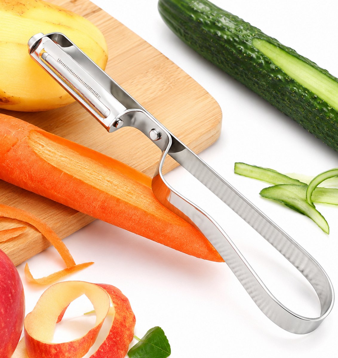 Metalen Dunschiller – Groente- en Fruitschiller – Scherp Metalen Mes – Ergonomisch – Voor Aardappelen, Wortels, Komkommer, Appels en Meer