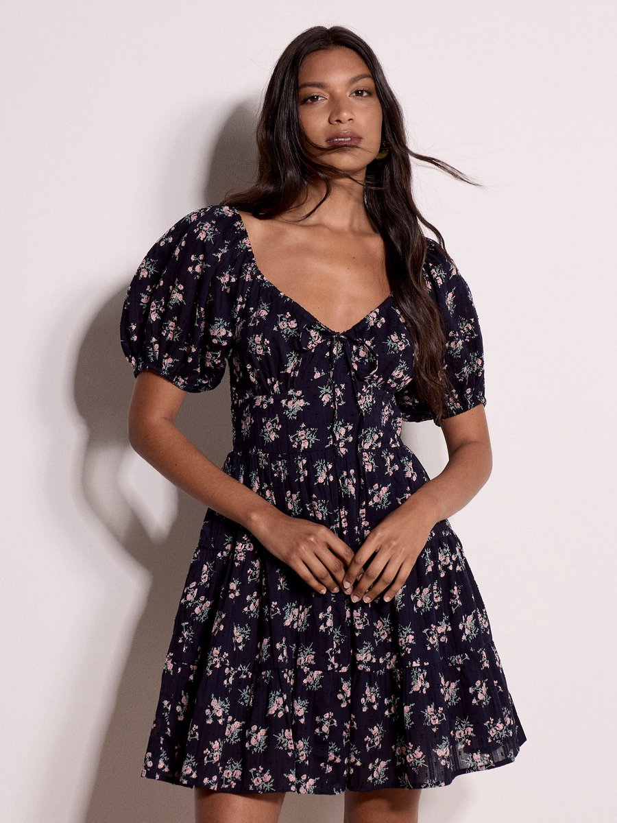 Katoenen mini-jurk met bloemenprint