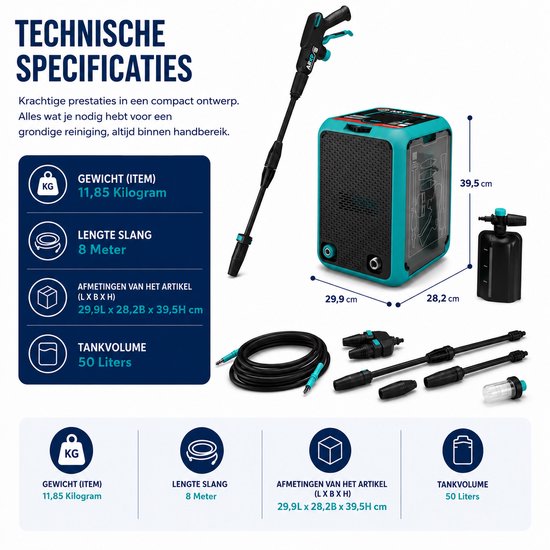 Hogedrukreiniger 160 Bar Dualtech - Compacte Hogedrukspuit 850 l/u — afbeelding 2