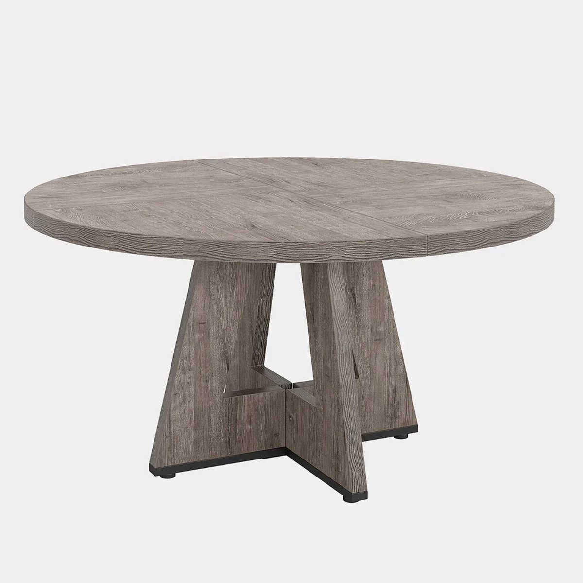 OKWISH Eettafel – Ronde Tafel Van 120 Cm – Voor 4 Personen In Eetkamer Of Woonkamer – Landelijke Houtlook Grijs – 120 x 120 x 75 cm