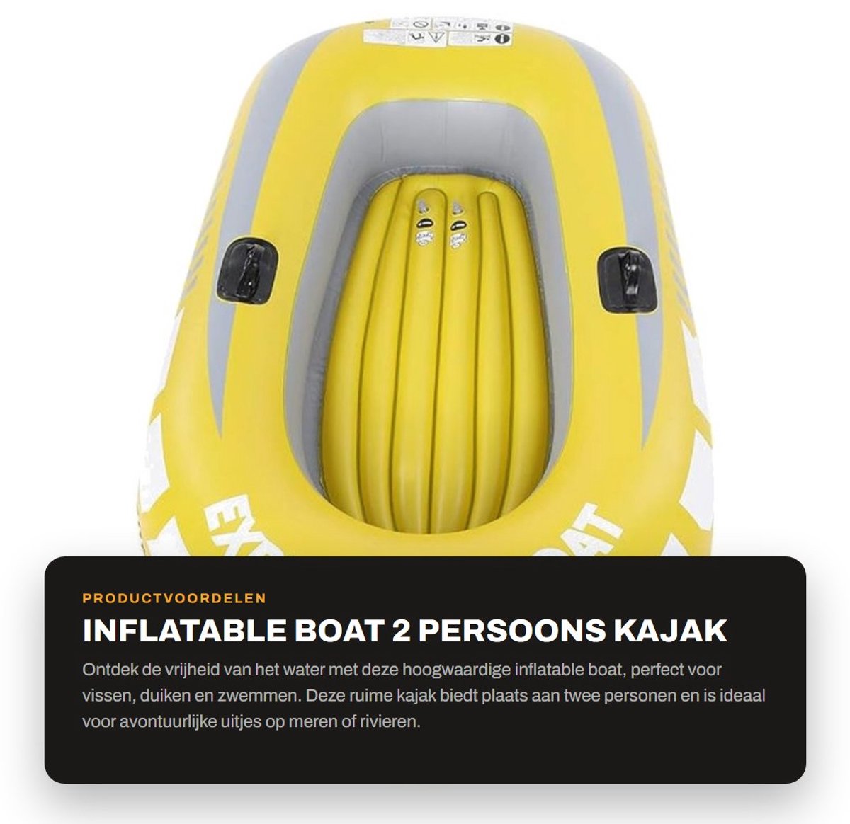 Dailygoods- Opblaasboot Premium Kwaliteit - Opblaasboot 2 Personen - Opblaasbare Boten - Geschikt voor Vissen - Draagvermogen tot 90 kg - Verbeterde Zichtbaarheid - Rubberboot