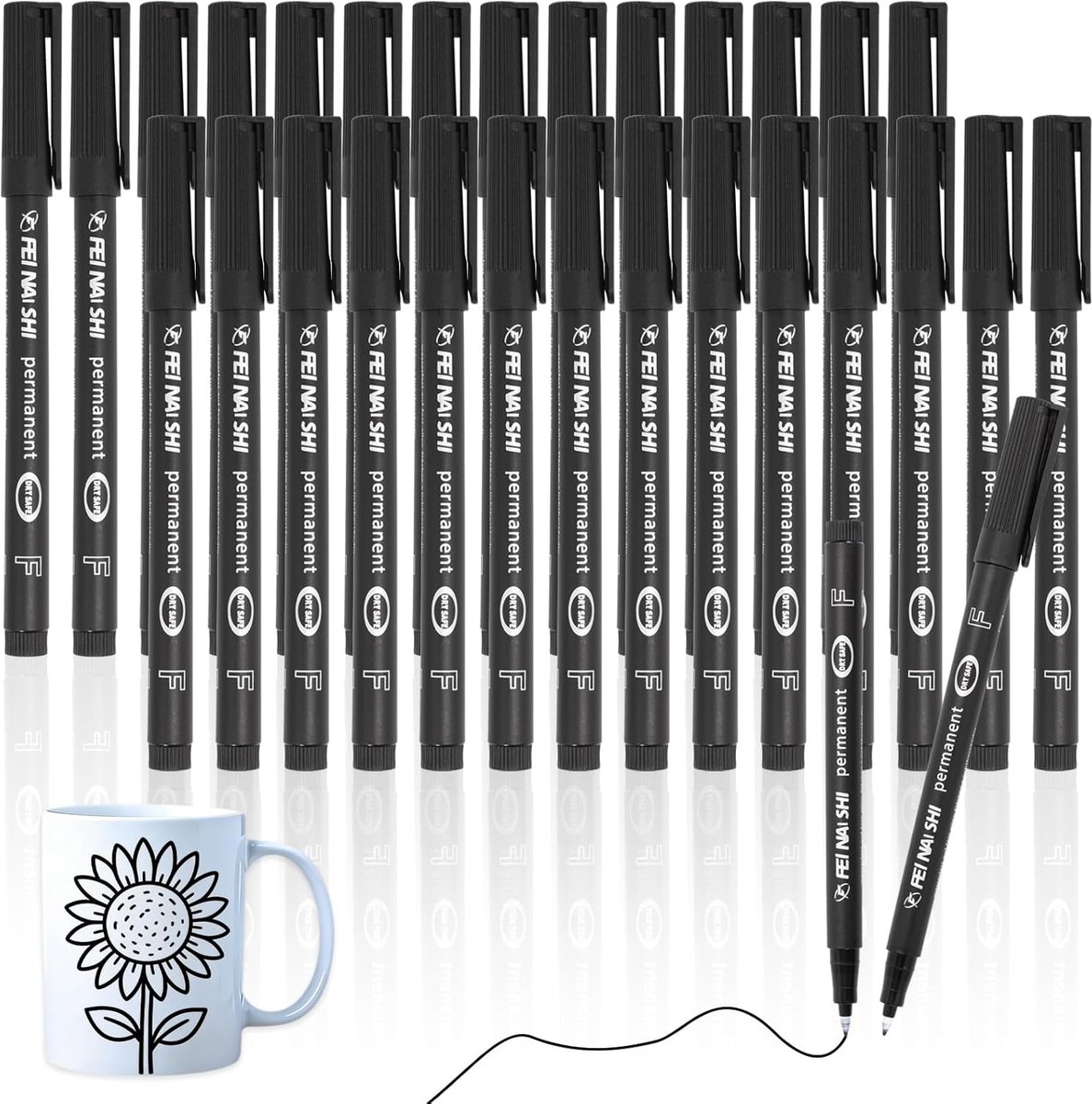 Thijox - 30 Stuks Permanente Markers, Sneldrogend, Waterbestendig, Veegvast, 0,6 mm Fijne Punt voor Kunsthandwerk, Karton, Glas, Kunststof, Hout en Me