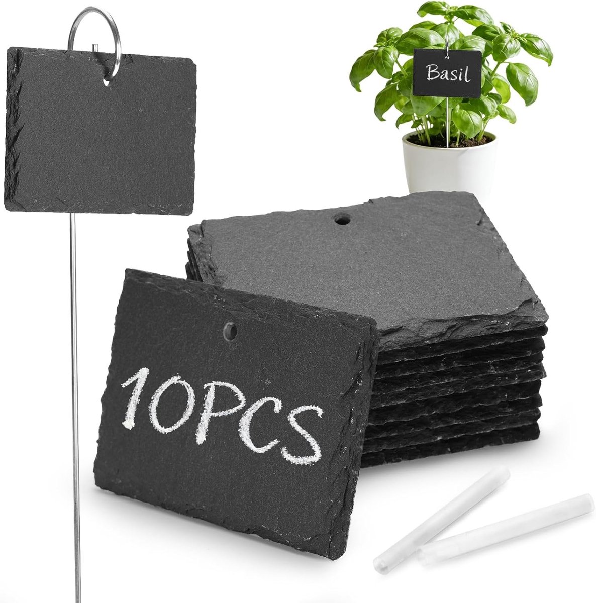 10 Leistenen Labels met Metalen Staafjes voor Tuin, Organisatie en Labeling