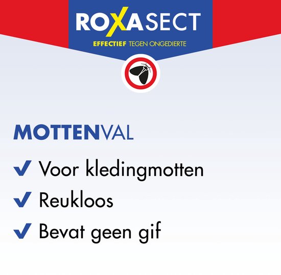 Roxasect Mottenval Val - Voor kledingmotten - Lokt en doodt mannelijke kledingmotten - Langdurige werking - Ongedierteval - 1 stuk