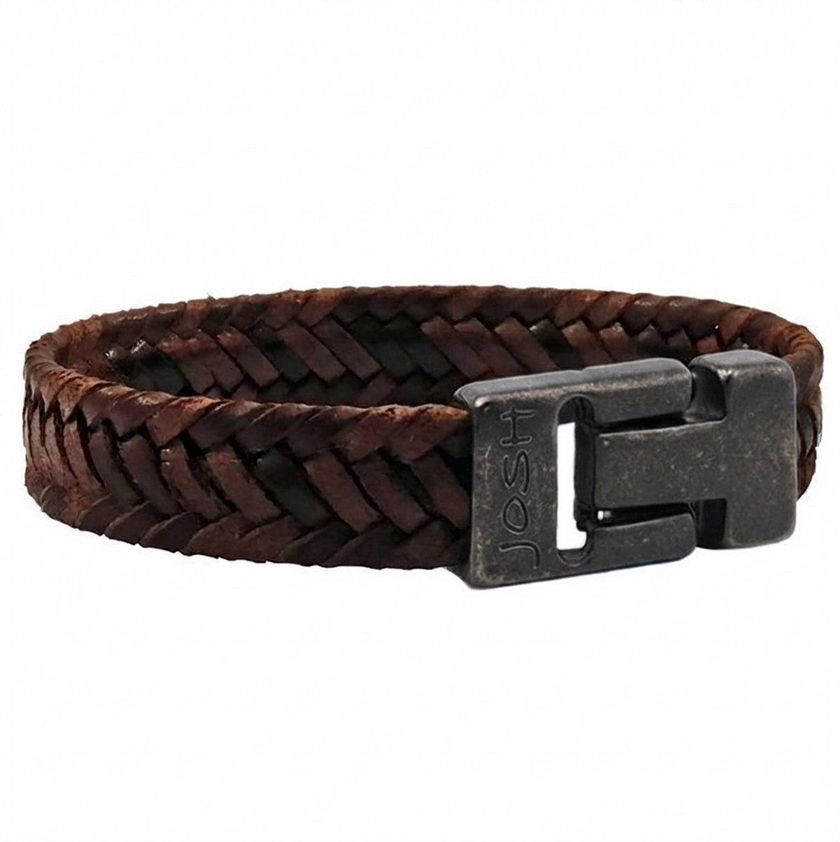 JOSH 24825-BRA-VB-BR Armband leder bruin vintage black L-1 21.5cm