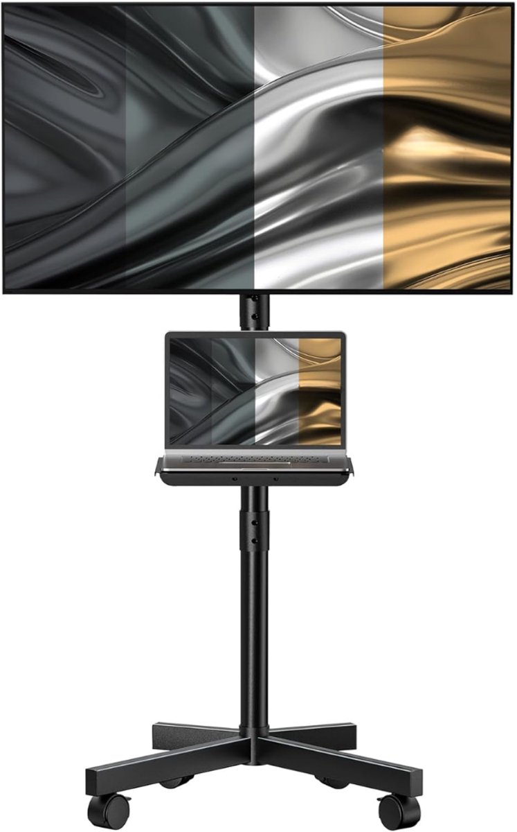 SNJY® TV Standaard Verrijdbaar - TV Standaard op Wielen - TV Voet - Voor 23 tot 60 Inch TV's - Tot 40KG - Kantelbaar - Zwart